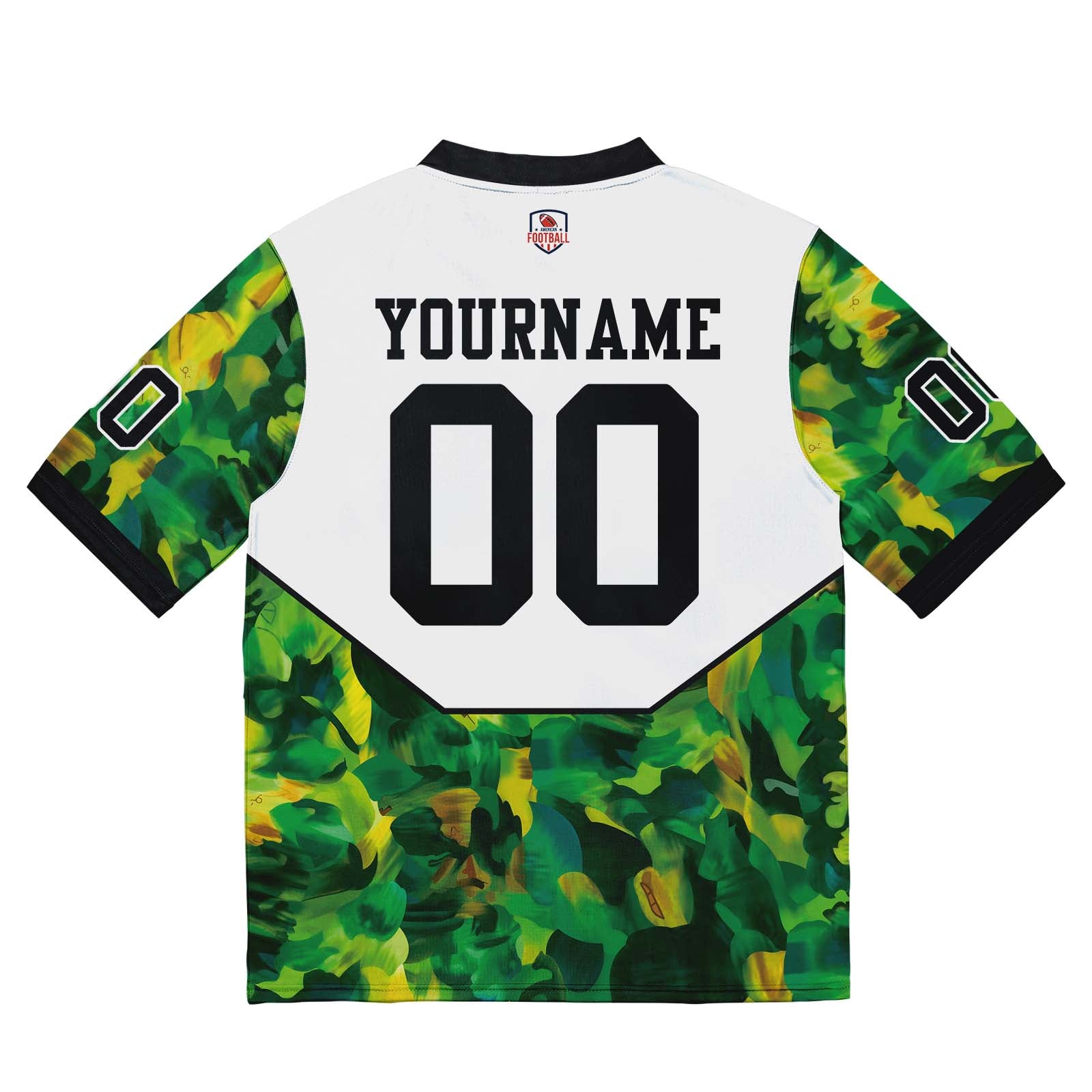 Camiseta de fútbol personalizada con nombre y número del equipo impresos y bordados-color blanco y verde