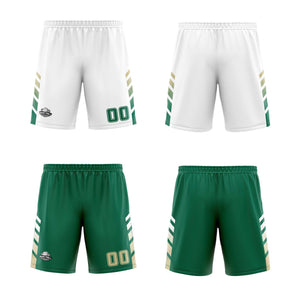 Traje de baloncesto reversible personalizado en blanco-verde cazador y beige para adultos y niños