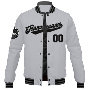 Chaqueta universitaria personalizada estilo Letterman para hombres-mujeres y jóvenes-color gris y negro