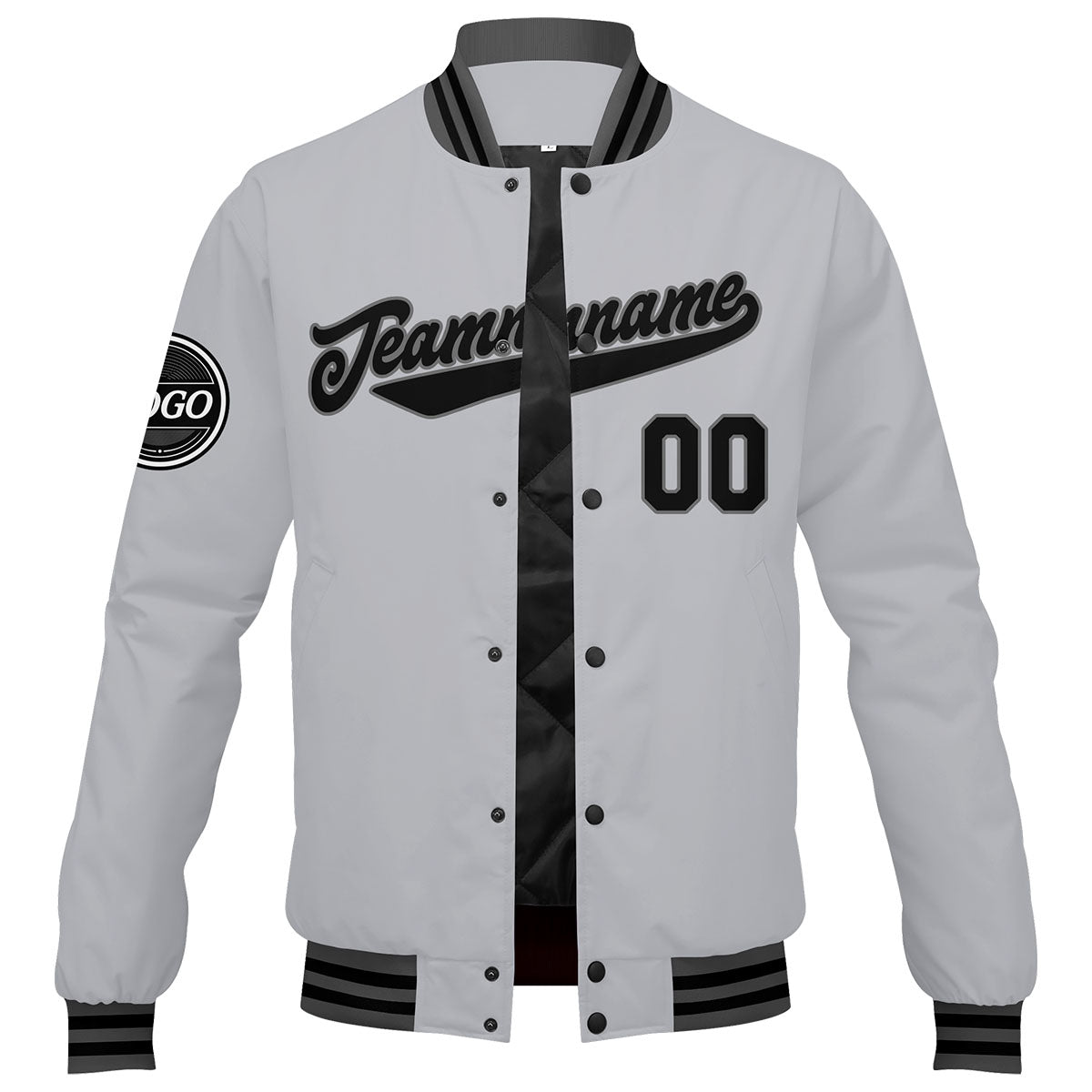 Chaqueta universitaria personalizada estilo Letterman para hombres-mujeres y jóvenes-color gris y negro