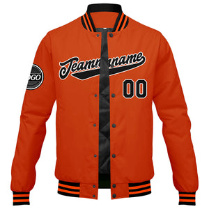 Chaqueta universitaria personalizada estilo Letterman para hombres-mujeres y jóvenes-color negro y naranja