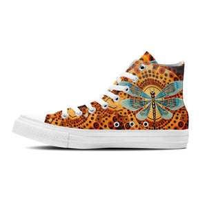 Alas etéreas: realza tu estilo con zapatillas de lona de media caña para hombre y mujer Cautivadores diseños de libélulas Op Art que alzan el vuelo con cada paso