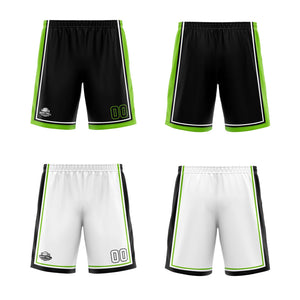 Traje de baloncesto reversible personalizado en negro-blanco y verde neón para adultos y niños