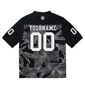Camiseta de fútbol personalizada con nombre y número del equipo impresos y bordados-color negro