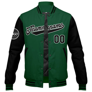 Chaqueta universitaria personalizada estilo Letterman para hombres-mujeres y jóvenes-color verde y negro