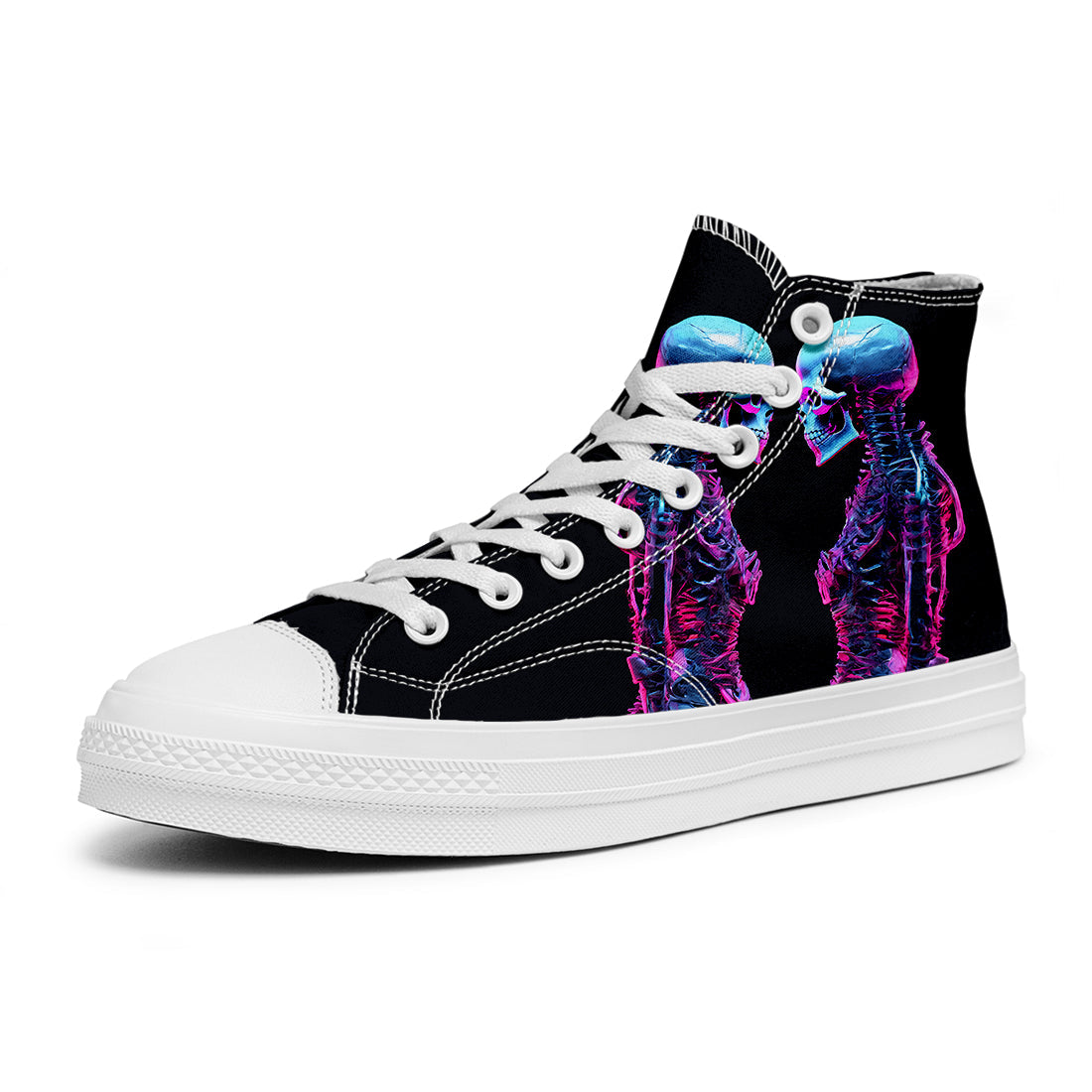 Resalta tu estilo con las zapatillas de lona de caña media Skeleton para hombre y mujer