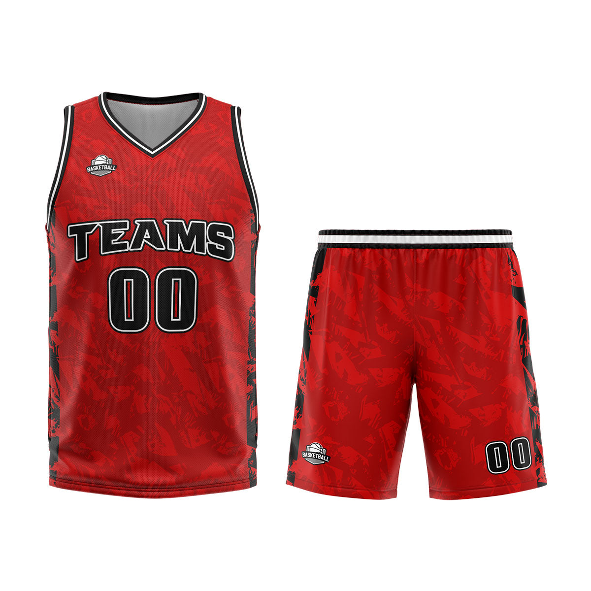 Uniforme de baloncesto personalizado de color rojo roto con tu logotipo-nombre y número impresos
