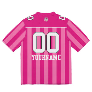 Camiseta de fútbol personalizada con nombre y número del equipo bordados-color rosa y blanco