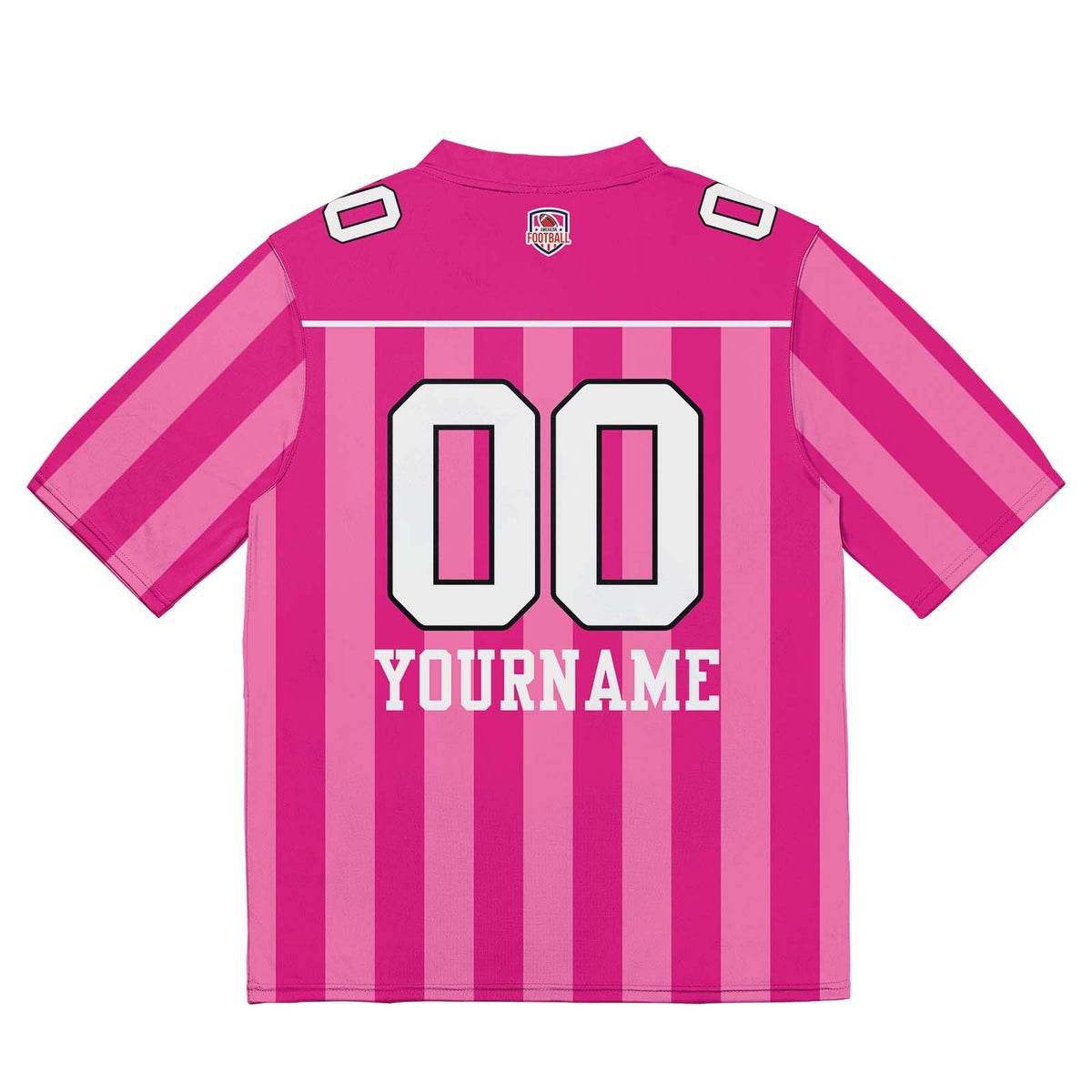 Camiseta de fútbol personalizada con nombre y número del equipo bordados-color rosa y blanco