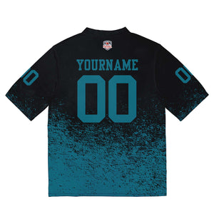 Camiseta de fútbol personalizada con nombre y número del equipo bordados-color negro y verde medianoche