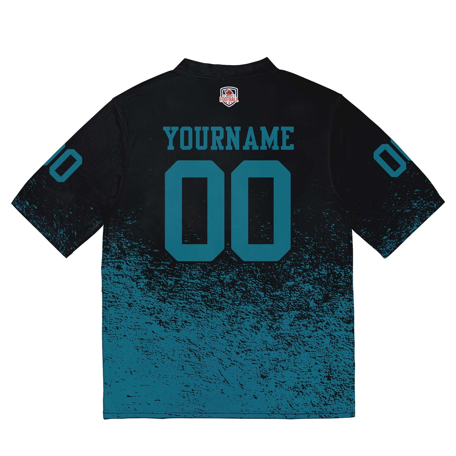 Camiseta de fútbol personalizada con nombre y número del equipo bordados-color negro y verde medianoche