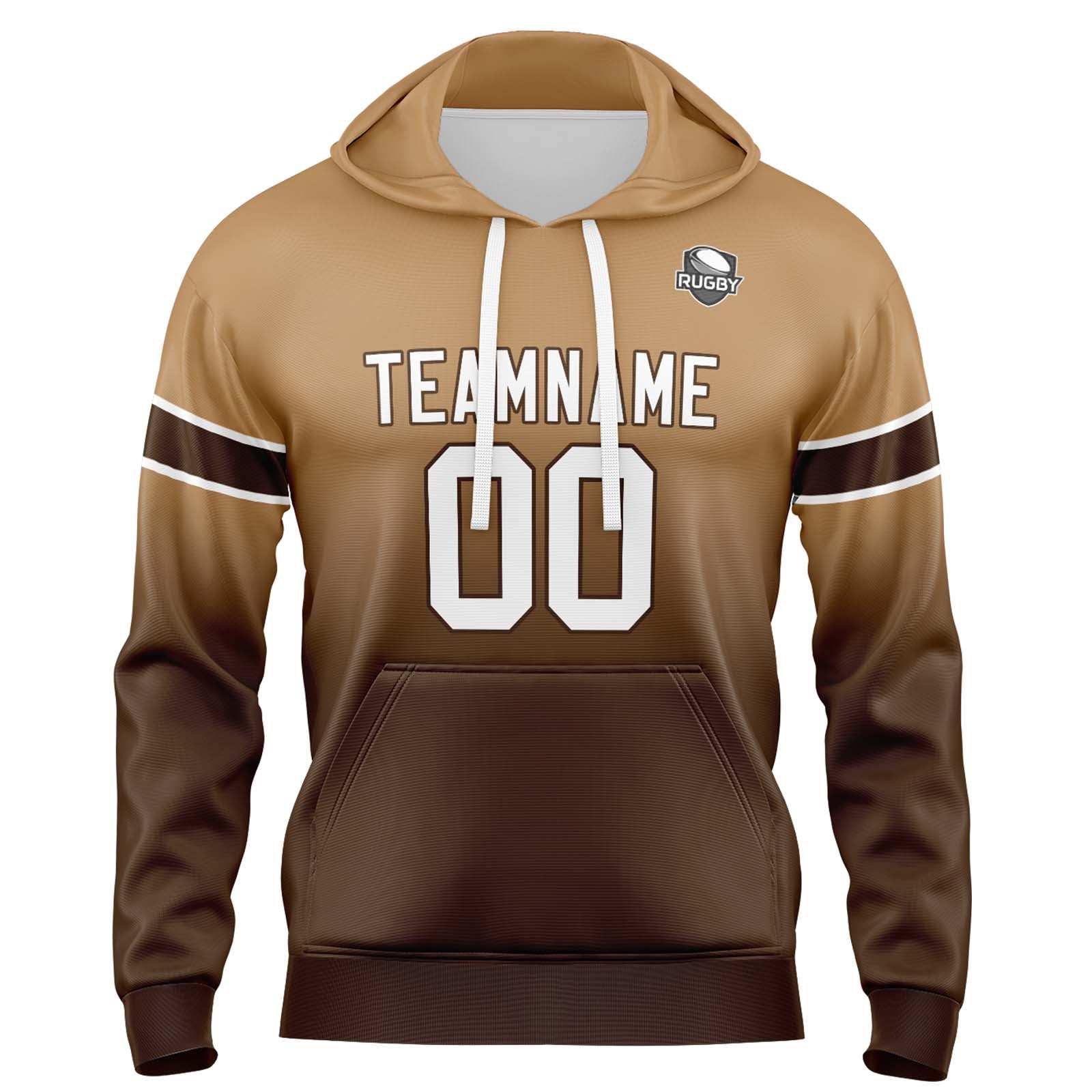 Sudadera con capucha degradada personalizada para hombre-mujer-niña o niño Estampa tu logotipo-nombre o número en color marrón