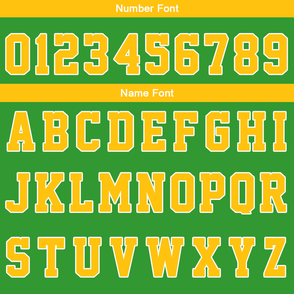 Uniforme de baloncesto personalizado amarillo y verde con tu logotipo-nombre y número impresos