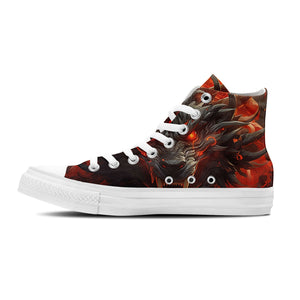 Eleva tu estilo con estas zapatillas de lona de media caña inspiradas en dragones: una declaración de moda unisex