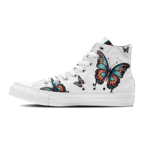 Graceful Soar: Zapatillas de lona de media caña adornadas con la elegancia de una mariposa para hombre y mujer: un paso caprichoso hacia el estilo y la comodidad