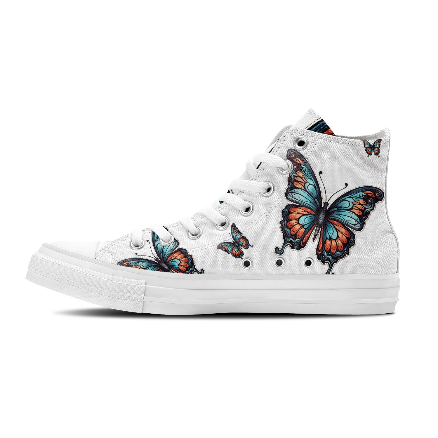 Graceful Soar: Zapatillas de lona de media caña adornadas con la elegancia de una mariposa para hombre y mujer: un paso caprichoso hacia el estilo y la comodidad