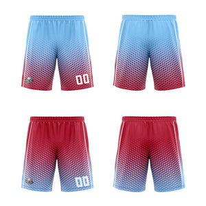 Traje de baloncesto reversible azul-rojo y blanco personalizado para adultos y niños
