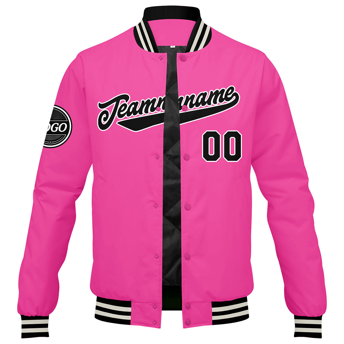 Chaqueta universitaria personalizada estilo Letterman para hombres-mujeres y jóvenes-color rosa