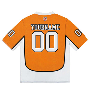 Camiseta de fútbol personalizada con nombre y número del equipo impresos y bordados-color naranja