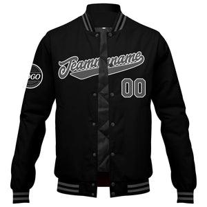 Chaqueta universitaria personalizada estilo Letterman para hombres-mujeres y jóvenes-color negro y gris