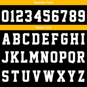 Uniforme de baloncesto personalizado en negro-amarillo y blanco con tu logotipo-nombre y número impresos