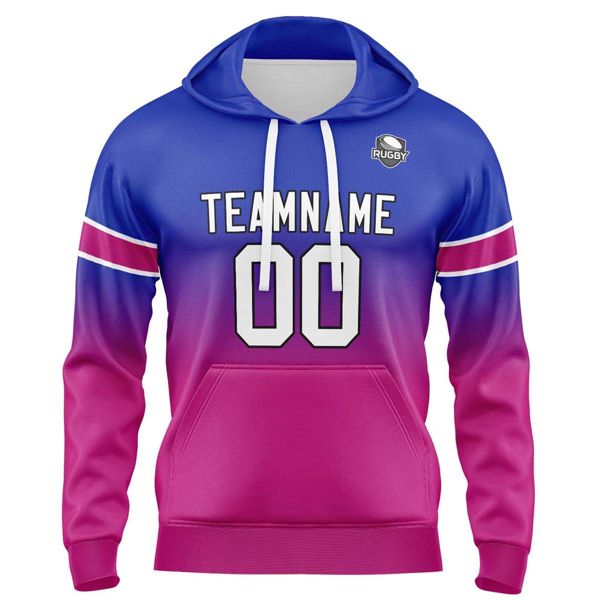 Sudadera con capucha degradada personalizada para hombre-mujer-niña o niño Imprime tu logotipo-nombre y número en Royal&Rose