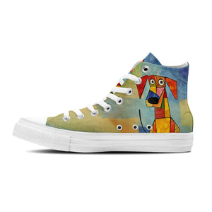 Perfección abstracta: Sumérgete en un mundo de arte con las zapatillas de lona de media caña para hombre y mujer con estampados de gatos que transforman cada paso en una expresión abstracta de belleza felina