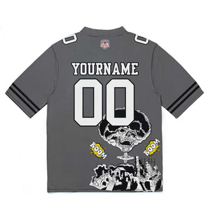 Camiseta de fútbol personalizada con nombre y número del equipo impresos y bordados-color gris