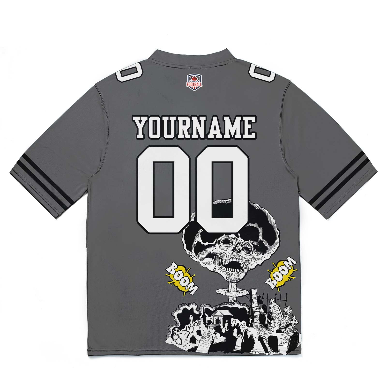 Camiseta de fútbol personalizada con nombre y número del equipo impresos y bordados-color gris