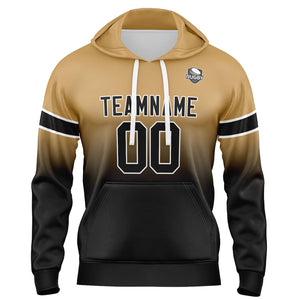 Sudadera con capucha personalizada con degradado para hombre-mujer-niña o niño Estampa tu logotipo-nombre o número en dorado y negro