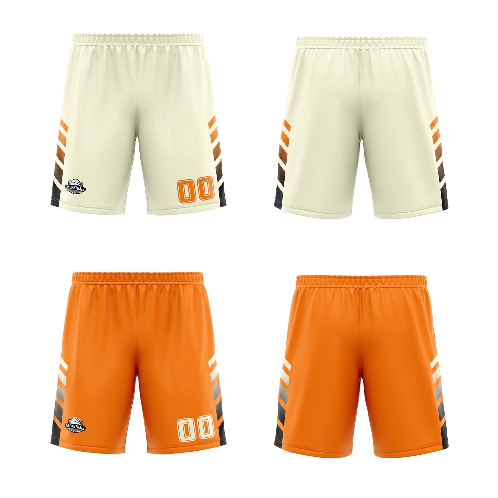 Traje de baloncesto reversible personalizado en crema-naranja y negro para adultos y niños