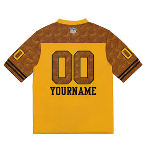 Camiseta de fútbol personalizada con nombre y número del equipo impresos y bordados en color amarillo