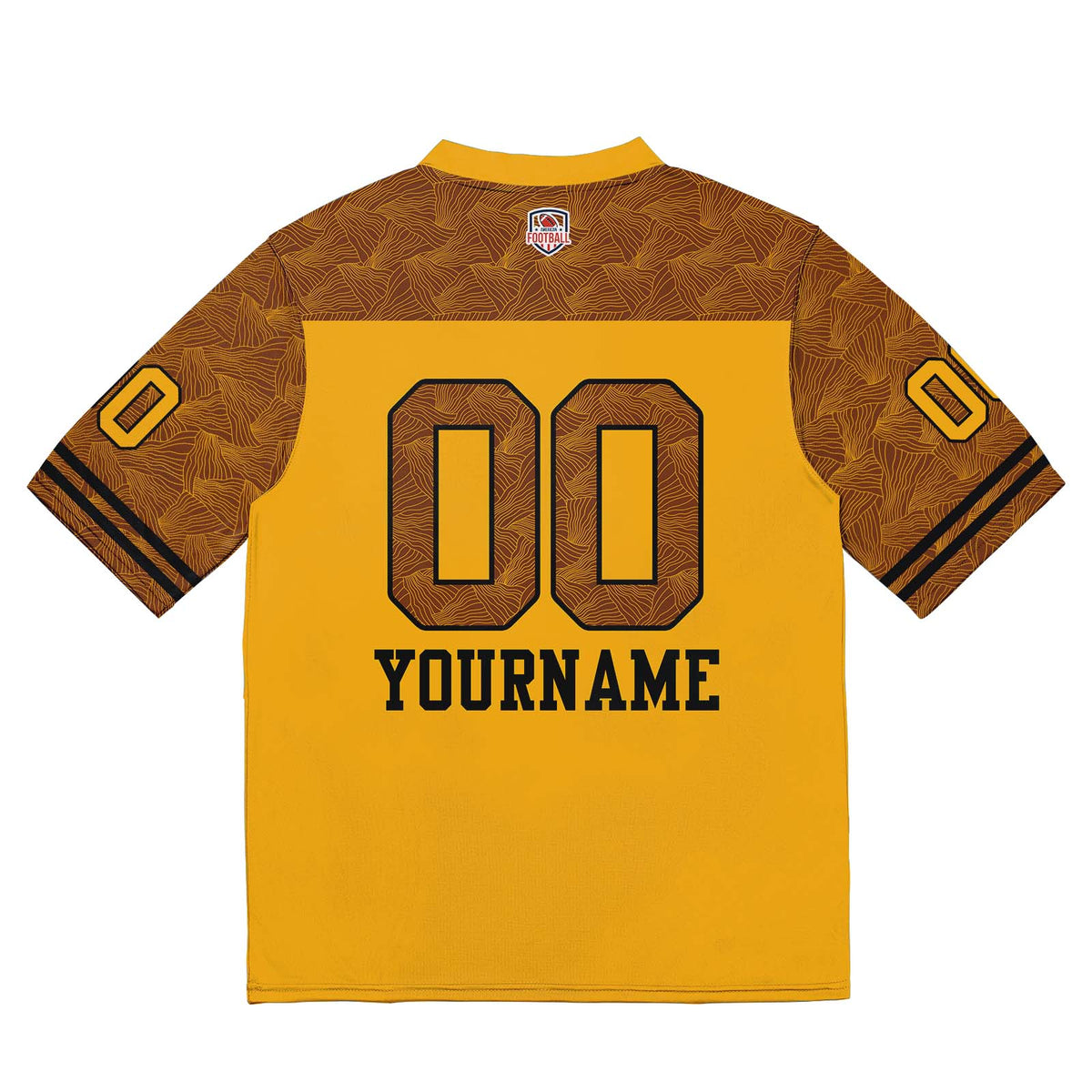 Camiseta de fútbol personalizada con nombre y número del equipo impresos y bordados en color amarillo