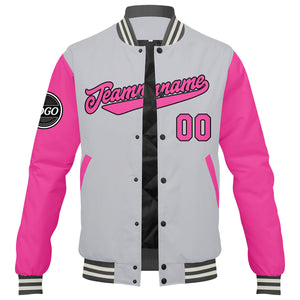 Chaqueta universitaria personalizada estilo Letterman para hombres-mujeres y jóvenes-color rosa