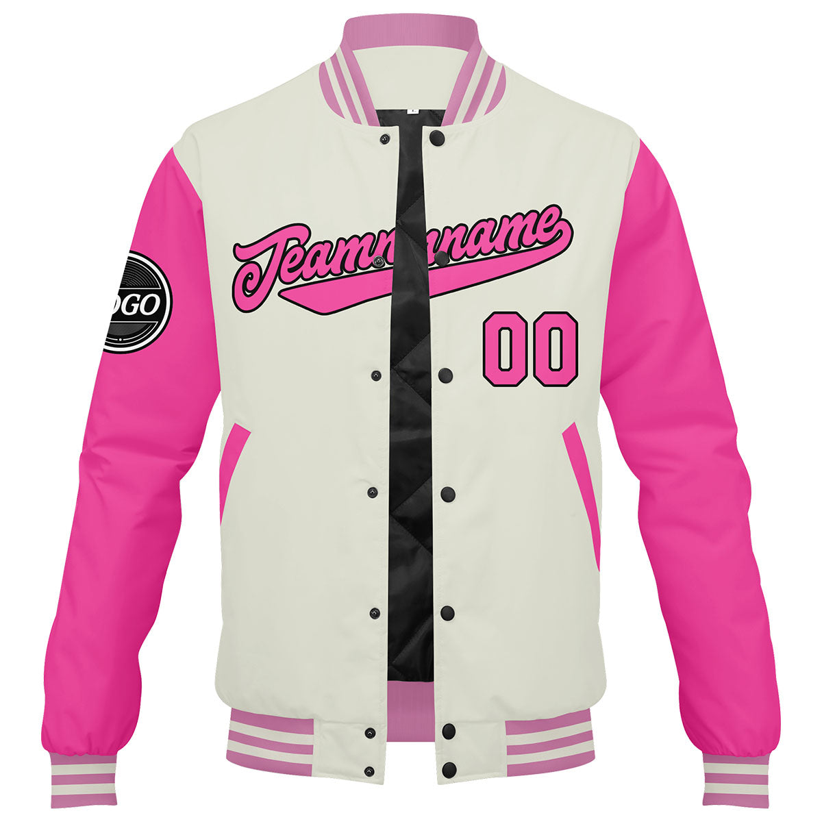 Chaqueta universitaria personalizada estilo Letterman para hombres-mujeres y jóvenes-color rosa