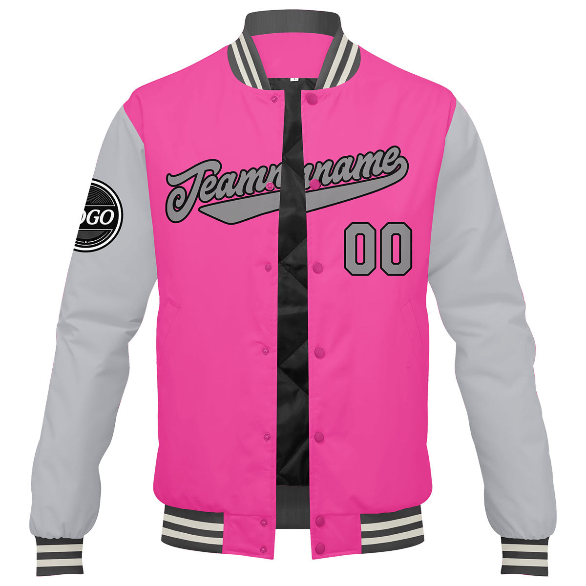 Chaqueta universitaria personalizada estilo Letterman para hombres-mujeres y jóvenes-color rosa