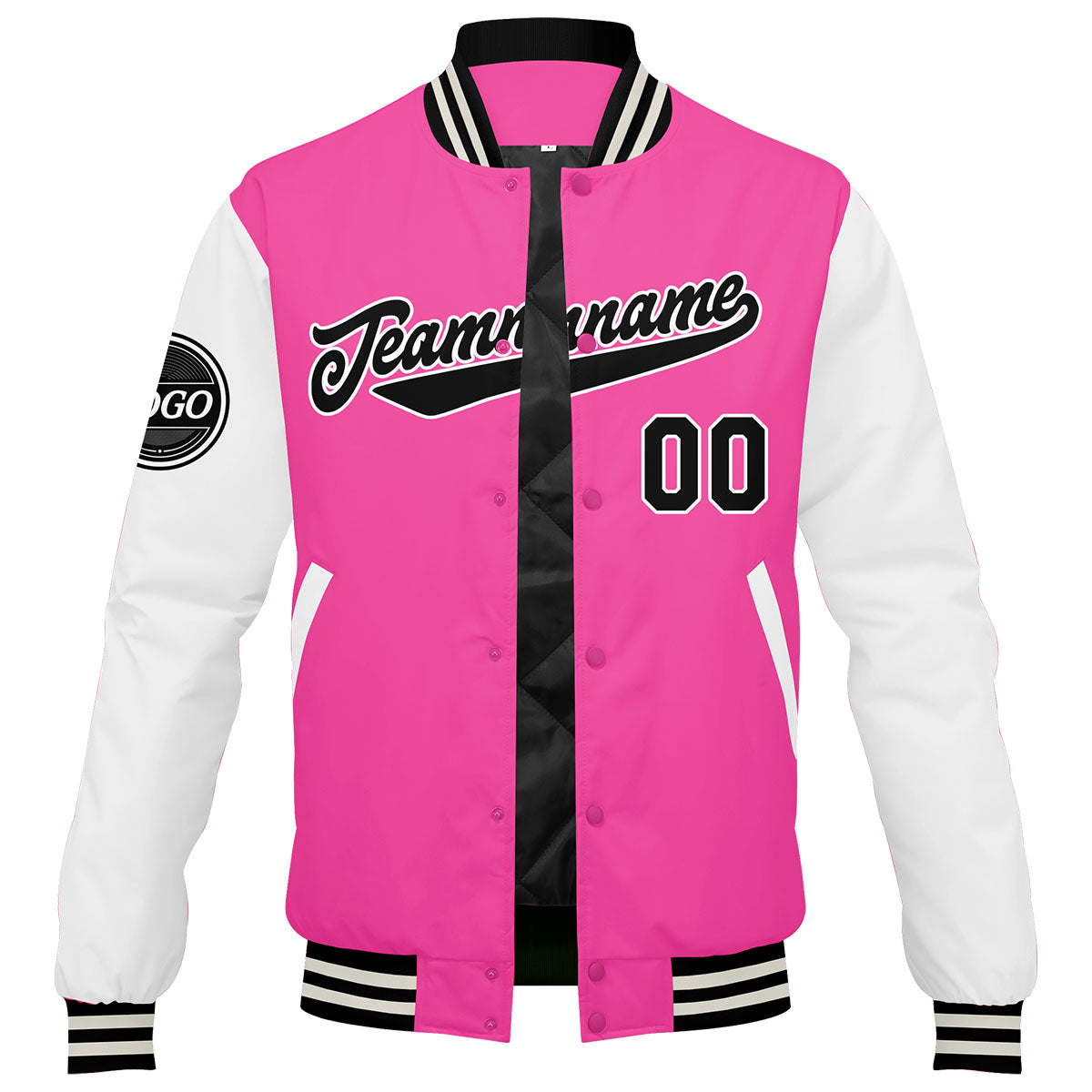 Chaqueta universitaria personalizada estilo Letterman para hombres-mujeres y jóvenes-color rosa