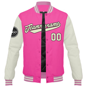 Chaqueta universitaria personalizada estilo Letterman para hombres-mujeres y jóvenes-color rosa