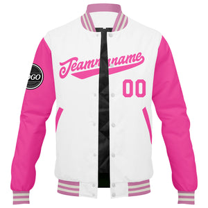 Chaqueta universitaria personalizada estilo Letterman para hombres-mujeres y jóvenes-color rosa