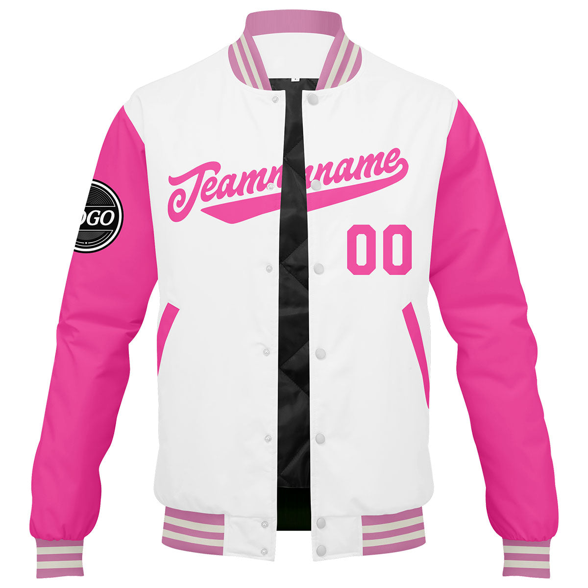 Chaqueta universitaria personalizada estilo Letterman para hombres-mujeres y jóvenes-color rosa