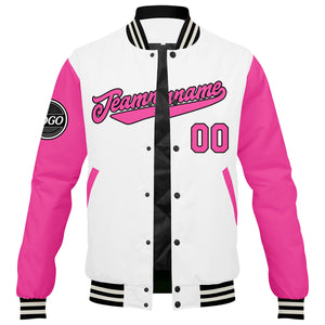 Chaqueta universitaria personalizada estilo Letterman para hombres-mujeres y jóvenes-color rosa