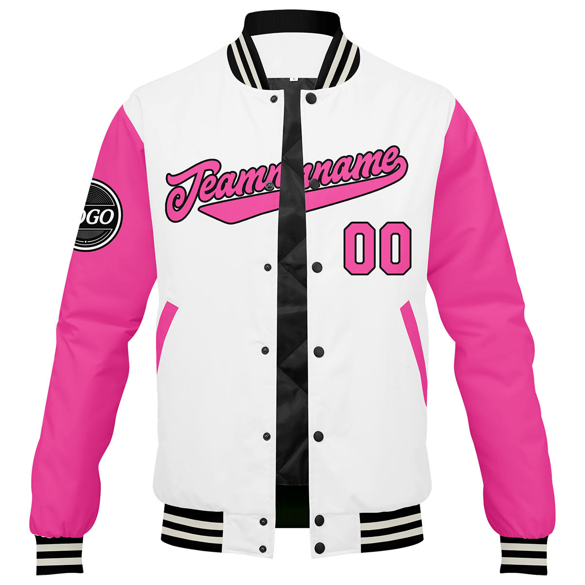 Chaqueta universitaria personalizada estilo Letterman para hombres-mujeres y jóvenes-color rosa