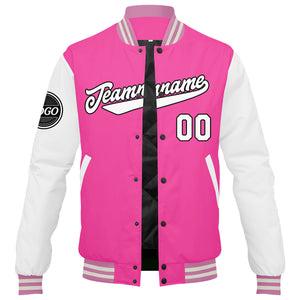 Chaqueta universitaria personalizada estilo Letterman para hombres-mujeres y jóvenes-color rosa