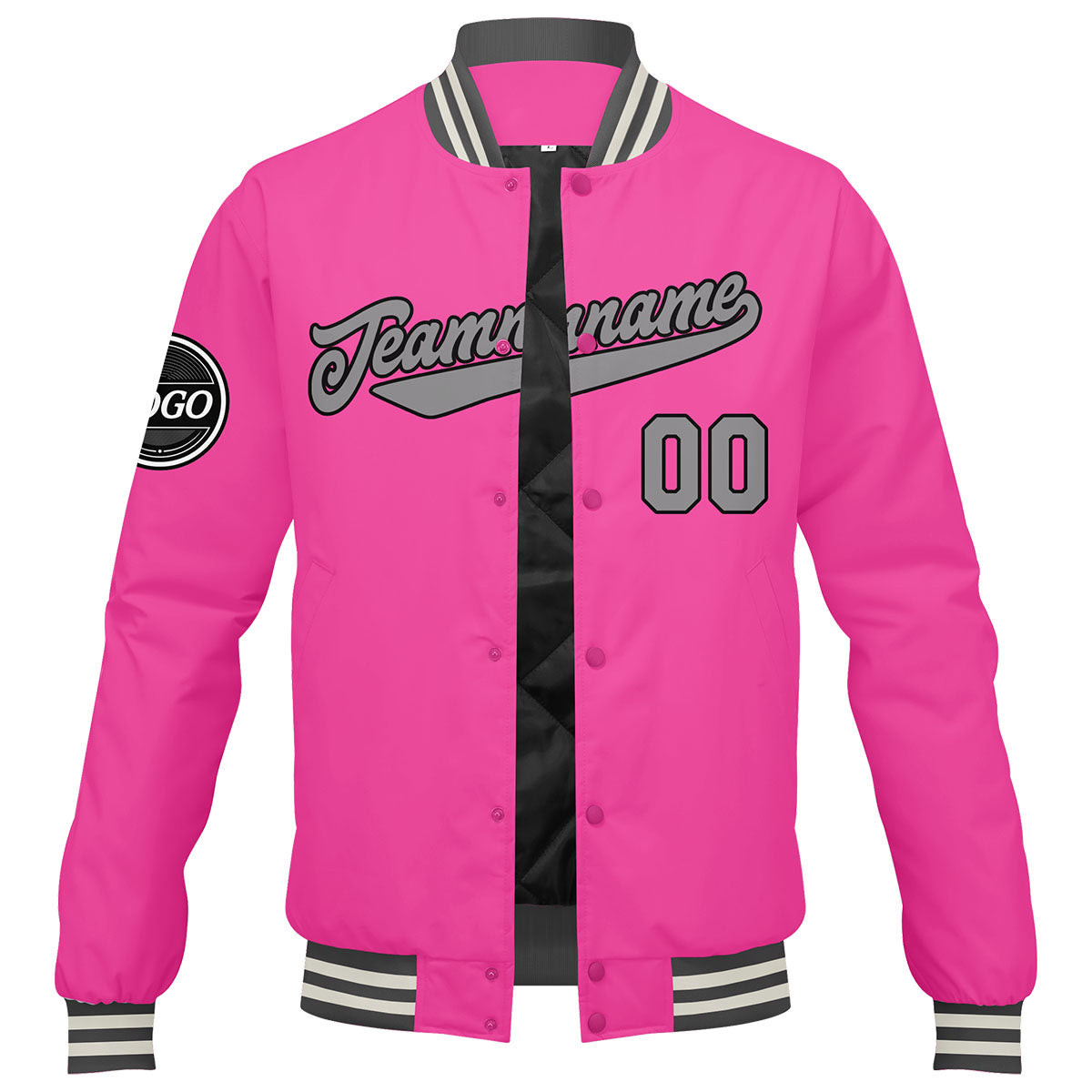Chaqueta universitaria personalizada estilo Letterman para hombres-mujeres y jóvenes-color rosa