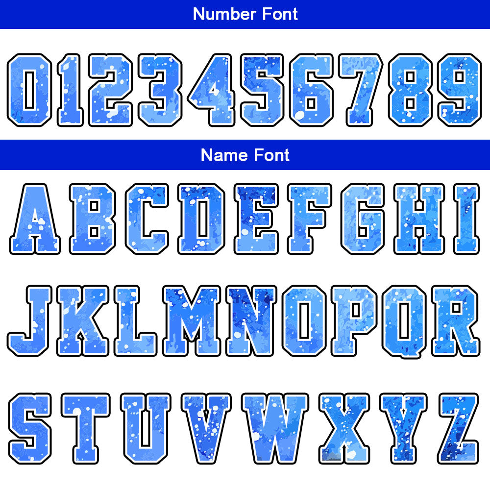 Uniforme de baloncesto personalizado blanco y azul con cielo estrellado impreso con tu logotipo-nombre y número
