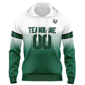 Sudadera con capucha degradada personalizada para hombre-mujer-niña o niño Estampa tu logotipo-nombre y número en blanco y verde