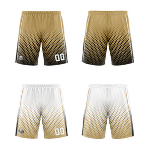 Traje de baloncesto reversible personalizado en oro antiguo-negro y blanco para adultos y niños