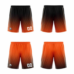 Traje de baloncesto reversible personalizado en negro-naranja y crema para adultos y niños