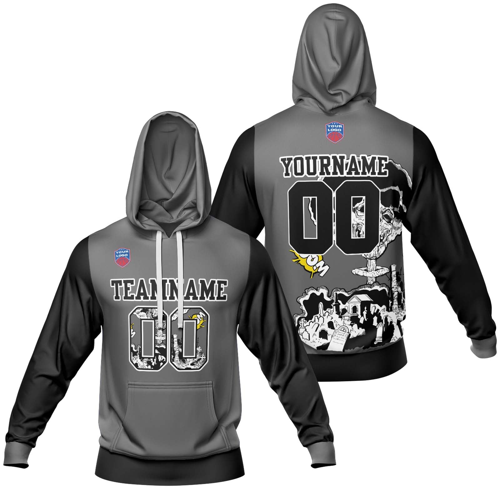 Sudadera con capucha degradada personalizada para hombre-mujer-niña o niño Imprime tu logotipo-nombre y número