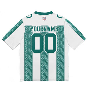 Camiseta de fútbol personalizada con nombre y número del equipo impresos y bordados-color blanco y verde